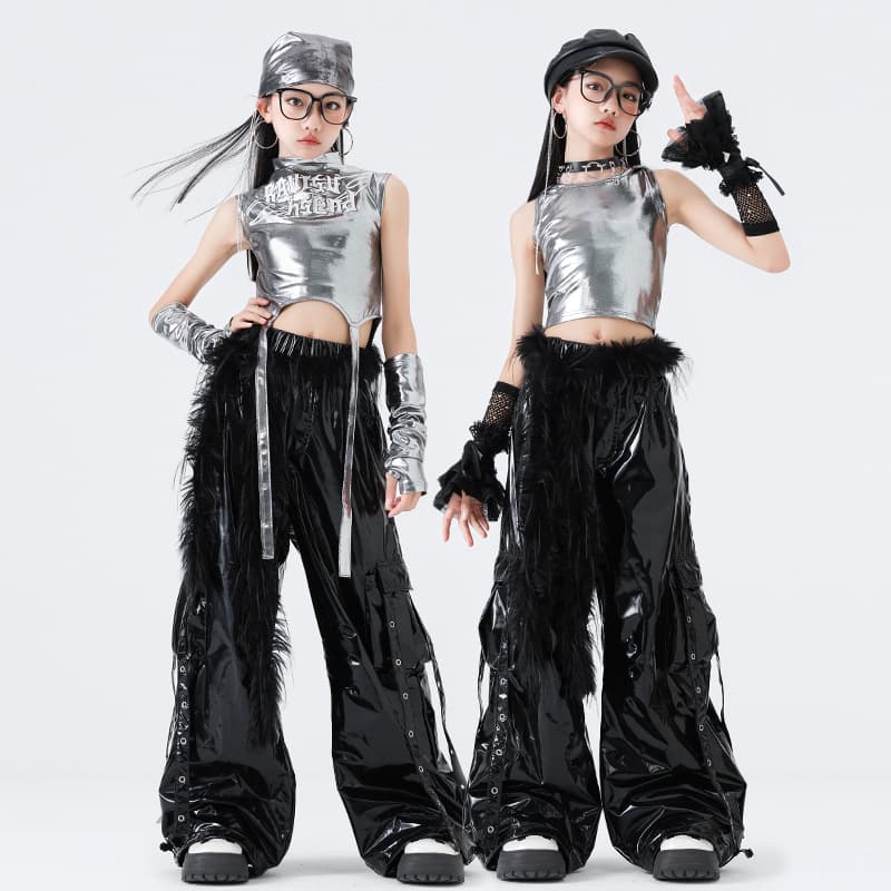 Jazz Dance Girls Outfit Trendy Cool Girl Fashion Set Kids Performance Children's Runway Street Dance Girl Group Costume
