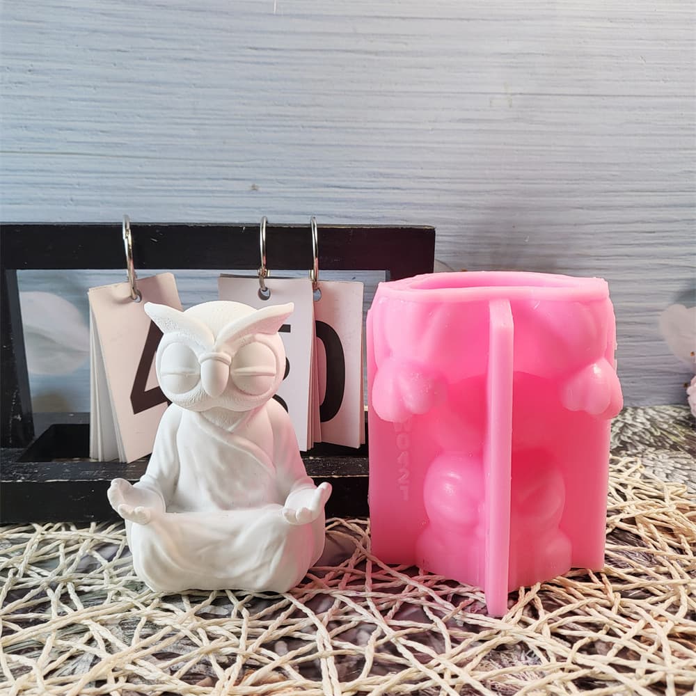 Yoga Owl Plaster Ornament Silicone Mold DIY Plaster Silicone Mold W0421