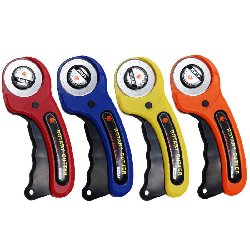 Quilting Rotary Cutter, Roller Blade, 45mm Leather Cutting Knife with Blades, Rubber Ring Cutting Blade Handle Roller