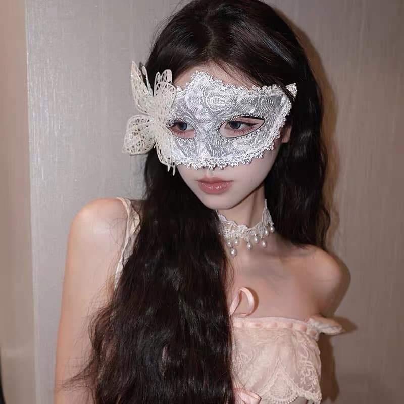 Holiday Masquerade Princess Mask for Women Adult Party Half Face Mask White Feather Half Face Eye Mask Prop