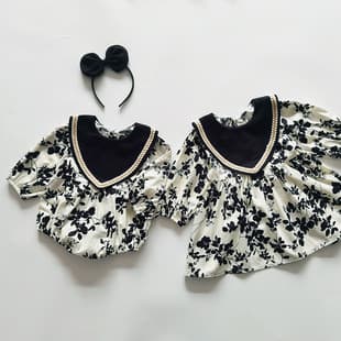 Korean Style Baby Girl Romper, Long-Sleeve Bodysuit Dress, Autumn Crawling Suit, Versatile Kids Outfit