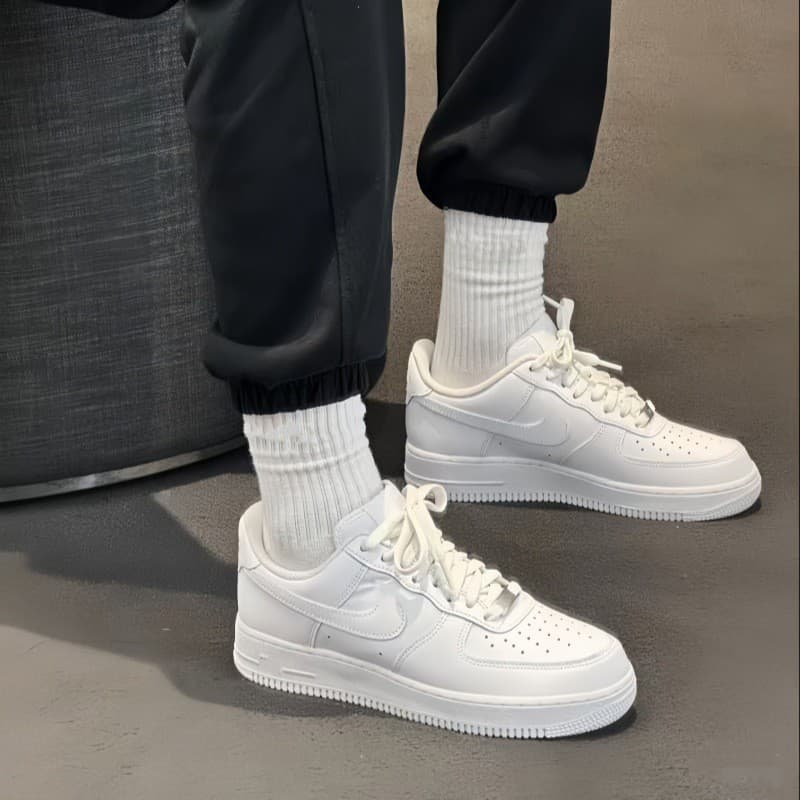 Original Pure White Air Force 1 AF1 Black Warrior Unisex Classic Low-Top White Shoes Couple Casual Sports Board Shoes