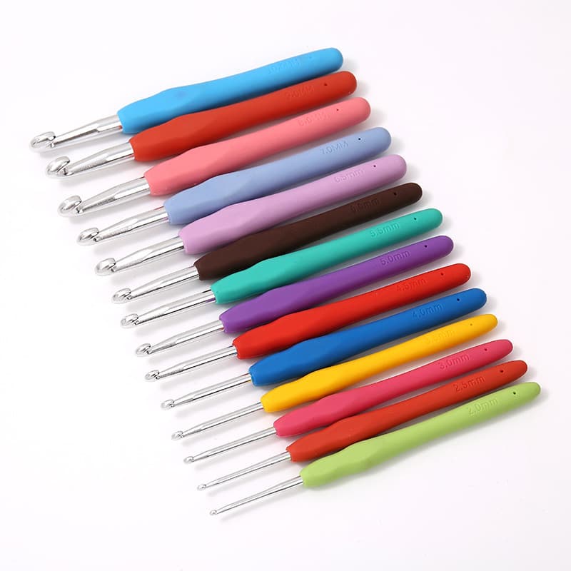 Premium Soft Handle Crochet Hooks, Colorful Aluminum Crochet Hooks Hand Knitting Tool TRP Solid Crochet Hook Set Metal Crochet Hooks