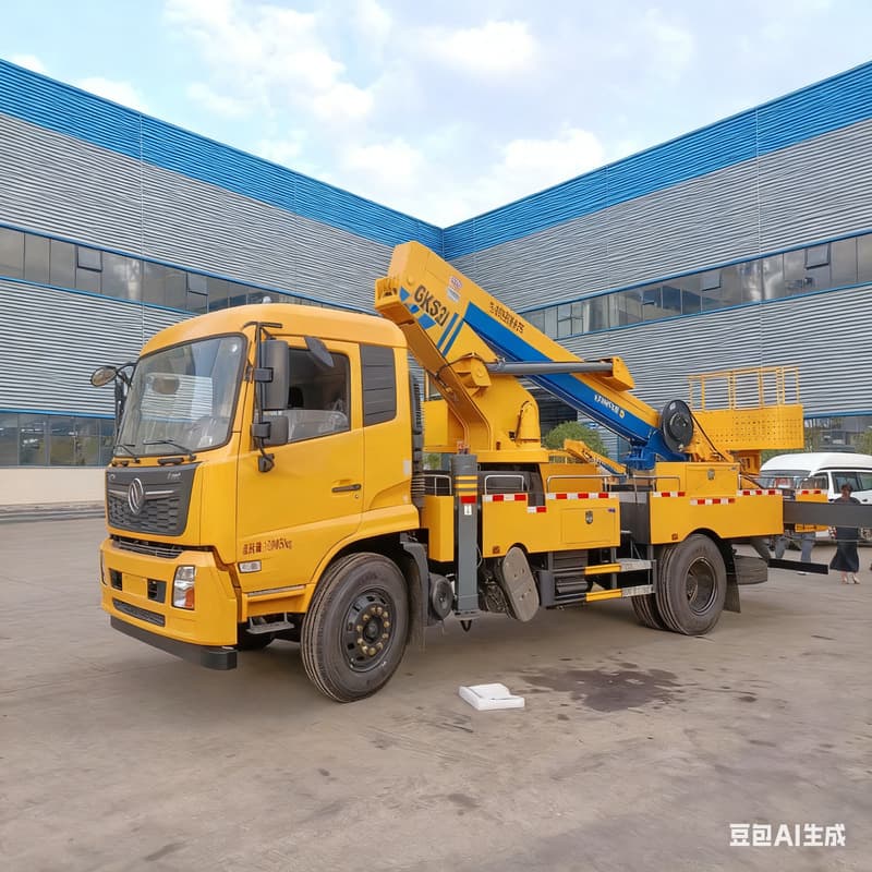 Factory Direct Sale Dongfeng Tianjin China VI 32m Yellow Plate Aerial Work Truck, Elevating Work Platform, Telescopic Boom Straight Arm