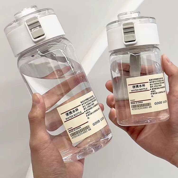 Muji-Style Plastic Water Cup, High-Gloss Simple Portable Cup, Durable PC with Tea Strainer, Advertising Cup with Handle for Men and Women