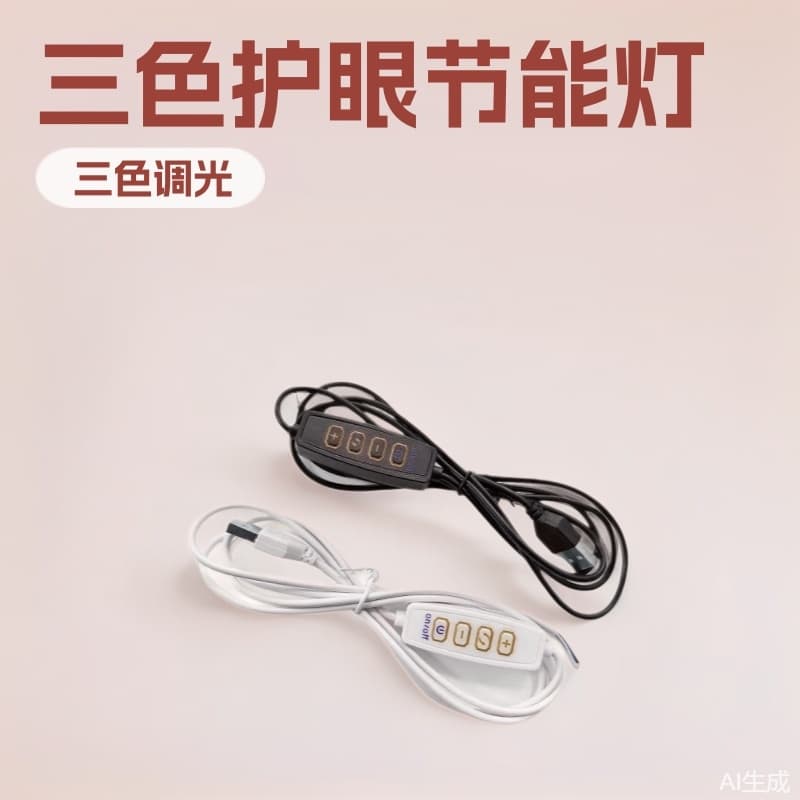 Dimming and color adjustment switch cable, USB light picture, 5V three-color fill light switch, four-button LED live broadcast light control cable