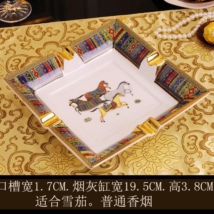 Factory Direct Drop Shipping Ceramic Ashtray European Style KTV Cigar Ashtray LOGO Living Room Luxury Large Size Personalized European