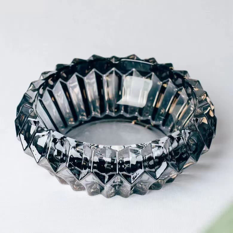 Electroplated Color High-End Large Crystal Glass Ashtray for Bedroom, Living Room, Office, KTV