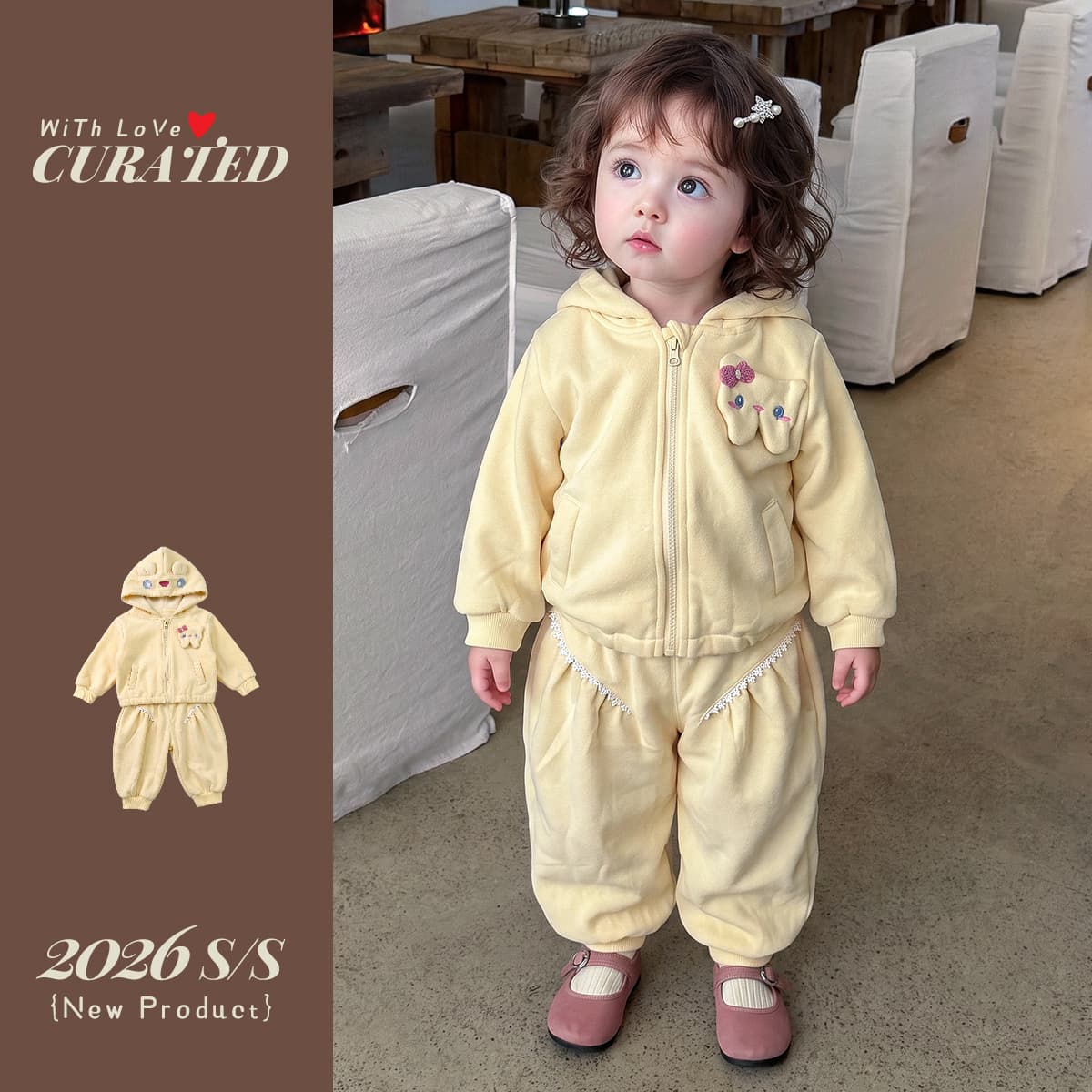 Autumn super good-looking girl suit baby girl hooded coat pants simple bottoming shirt three-piece set children's clothing
