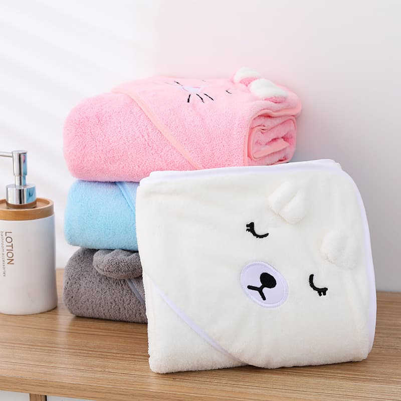 Coral Fleece Children's Cape Towel Bath Wrap Newborn Swaddle Thick Cartoon Absorbent Bathrobe