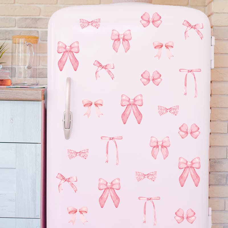 TEMU New Wall Sticker Bohemian Style Pink Bow Girl Bedroom Decorative Wall Sticker Cute Refrigerator