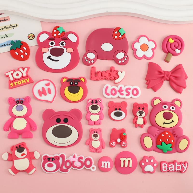 Cartoon Strawberry Bear DIY Soft Rubber Accessories, Cream Rubber Phone Cases, Crocs, Water Bottles, Hair Clips, Jewelry Accessories Materials