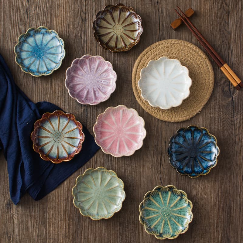 Creative Japanese-style kiln-transformed ceramic flavor dish, snack dish, hotel restaurant hot pot sauce dish, dipping sauce dish, cold dish plate