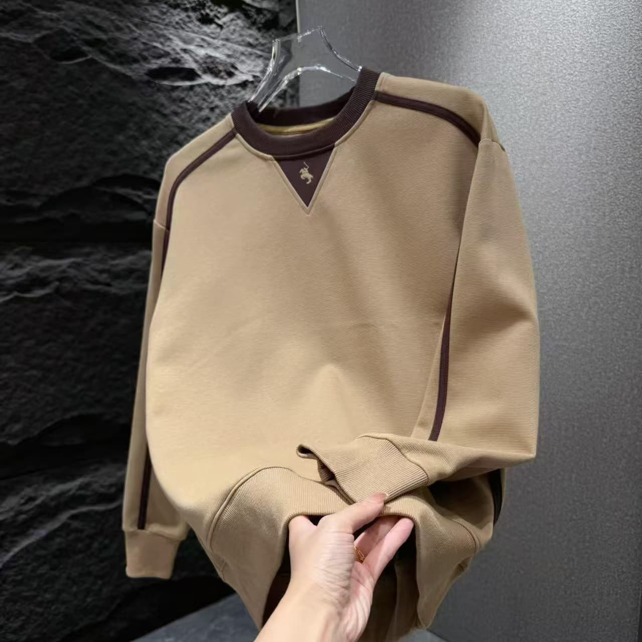 【Super Style 8902】Autumn New Men's Hoodie Trendy Light Luxury Long Sleeve T-Shirt Top