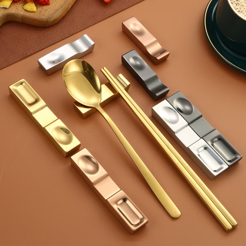 304 Stainless Steel Chopstick Rest Hotel Restaurant Public Tableware Knife Fork Spoon Chopstick Holder Creative Gold-plated Chopstick Rest