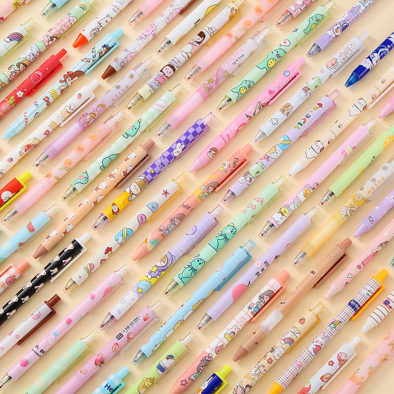 Cute and high-looking 0.5mm press gel pen student office stationery cartoon black water pen signature pen black pen