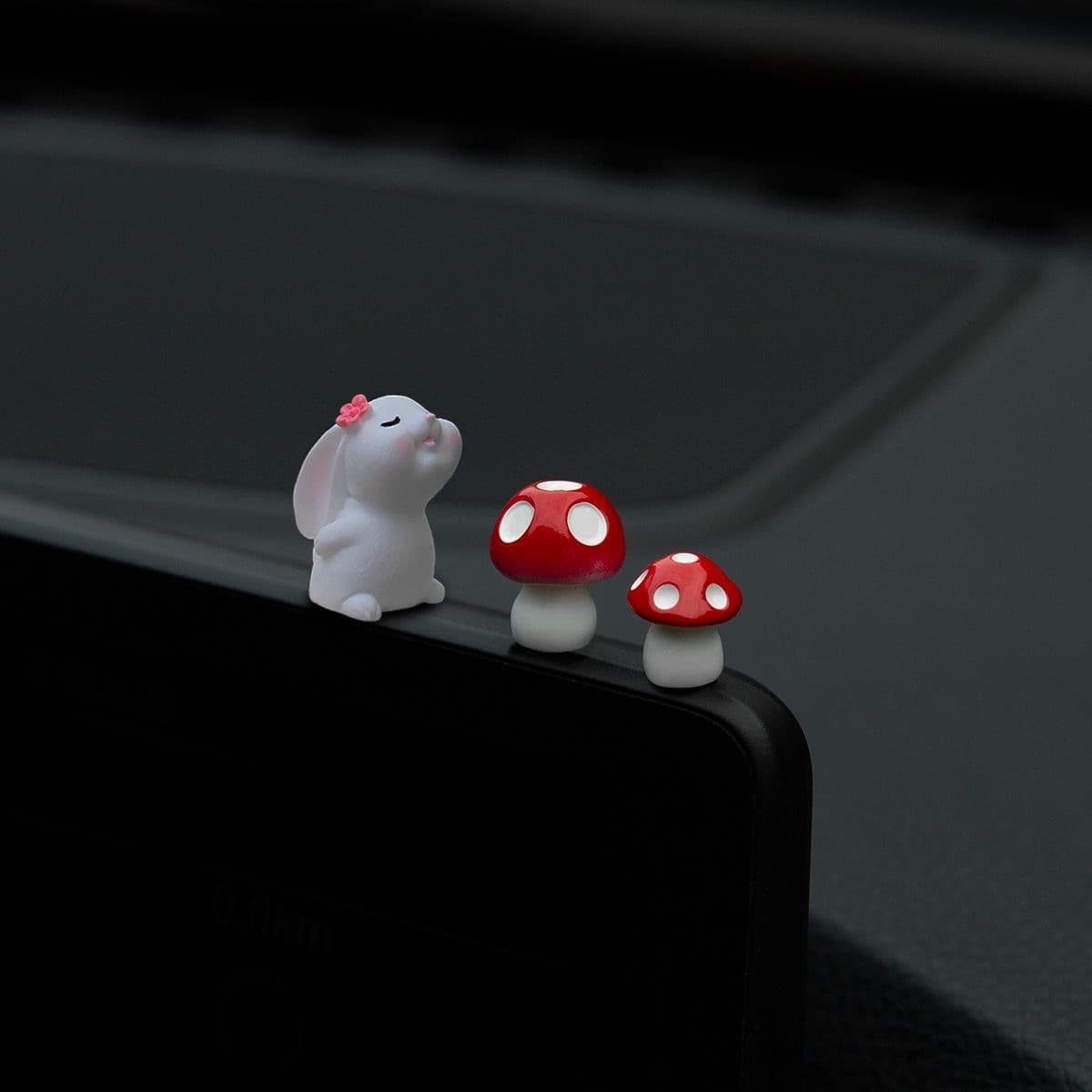 Inspiration Mushroom Car Dashboard Screen Decoration, Cute Little Rabbit Interior Car Ornament, Premium Sense Niche Car Accessories
