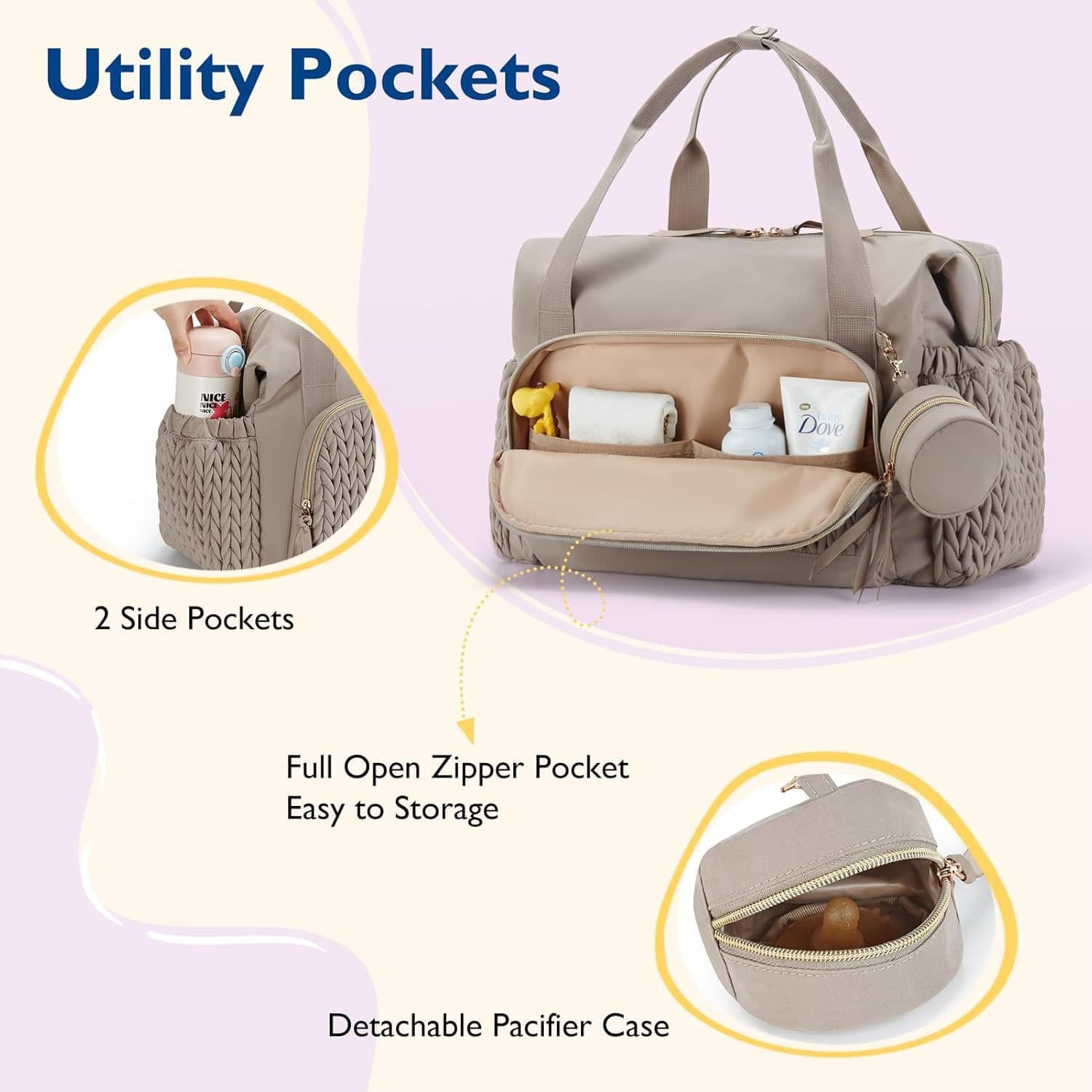 In Stock Cross-border Baby Diaper Bag Handbag Large Capacity Travel Diaper Bag Delivery Hospital Bag with Pacifier Pouch