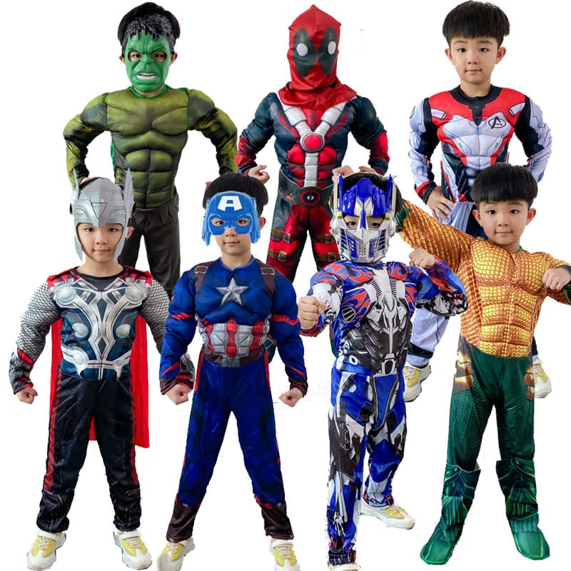 Captain America Iron Man Spider-Man Thor Optimus Prime Hulk Deadpool muscle clothes children's costumes