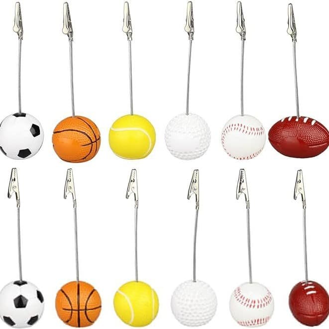 Ready-to-ship football basketball tennis seat clips, golf rugby baseball card holders, table clips.