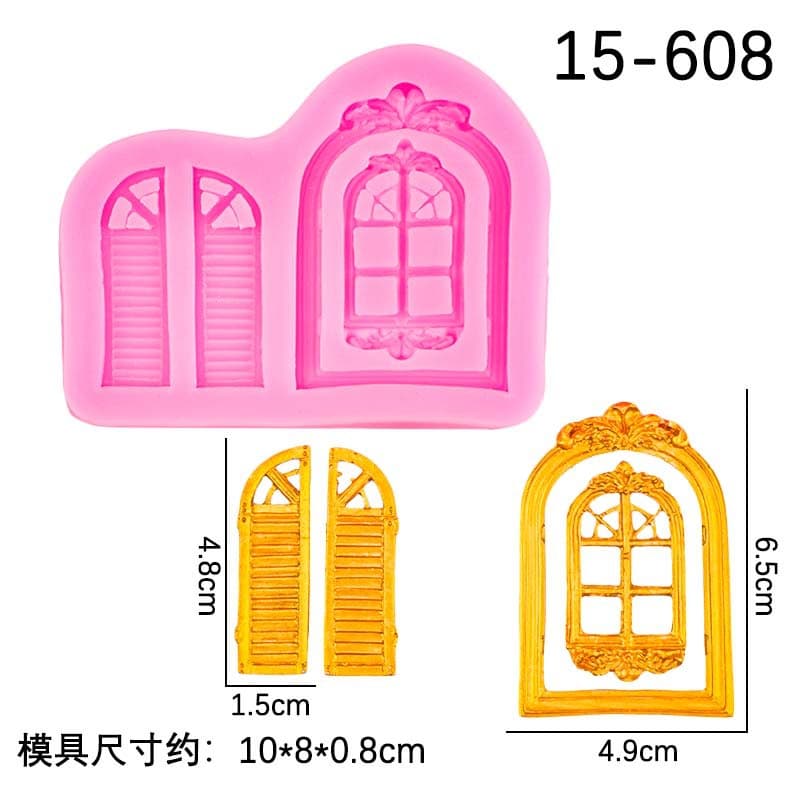 European-style Photo Frame Embossed Silicone Mold for Fondant Cake Baking Mold Door Window Vintage Pattern Decoration Accessories