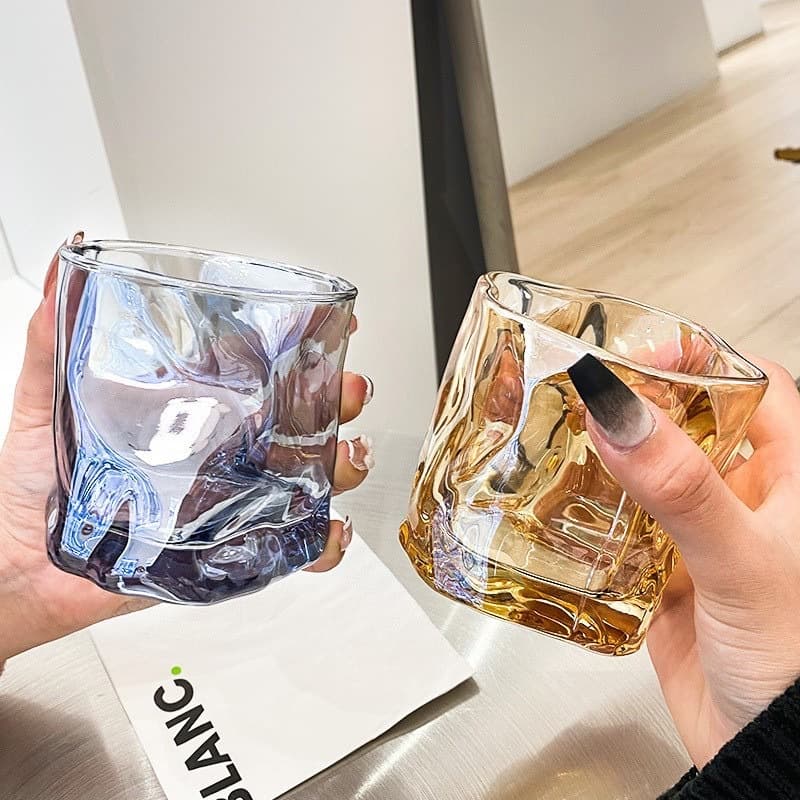 Custom Twisted Cup Irregular Glass Cup Twisted Cup High Appearance Origami Cup Shaped Cup Whiskey Glass Water