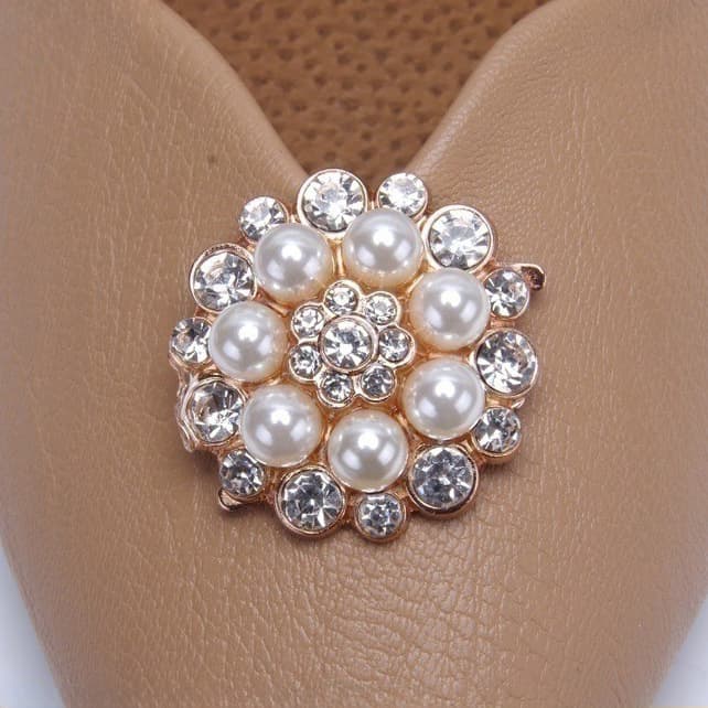 1 Pack Shoe Accessories Alloy Shoe Buckle Pearl Rhinestone Buckle Shoe Decoration Shoe Accessories