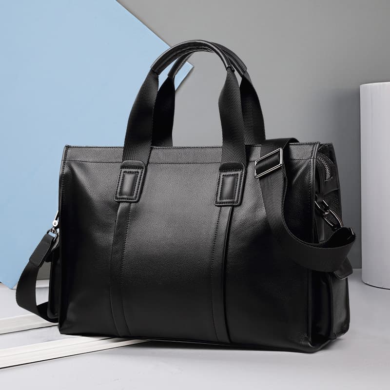 New Genuine Leather Men's Bag Minimalist Casual Men's Briefcase Top Layer Cowhide Computer Bag Large Capacity Men's Handbag