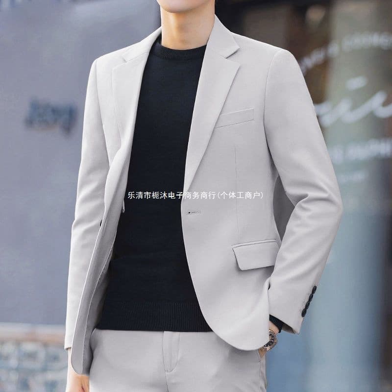 Men's Casual Blazer Suit Set High-End Suit Set Fashion Rogue Sharp Blazer Trendy Men's Jacket