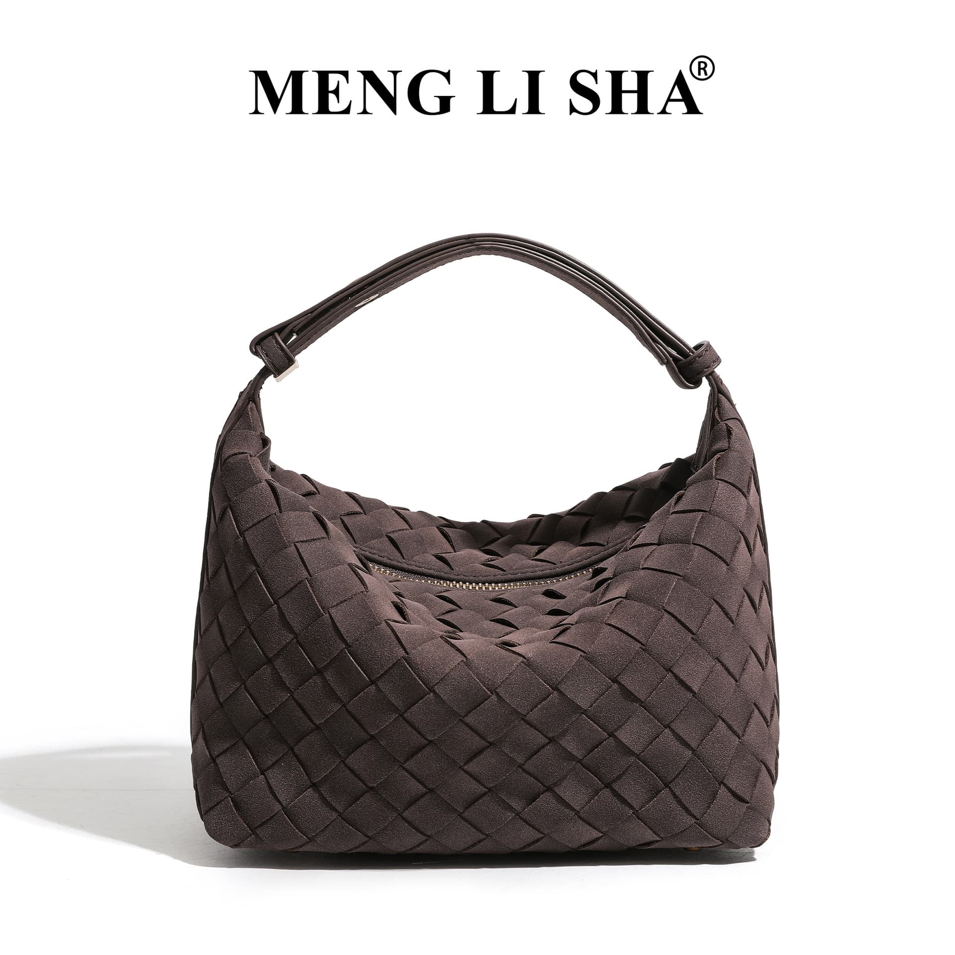 New European and American Style Suede Advanced Texture Woven Handbag Lunch Bag, Women's Fashion Simple Shoulder Crossbody Lunch Box Bag