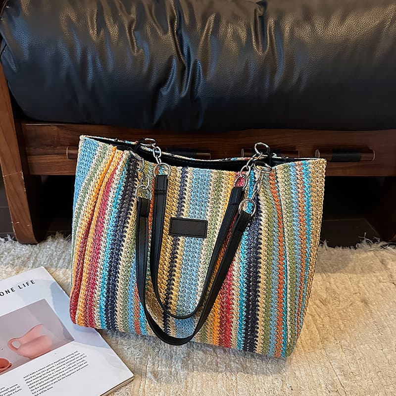 Large Capacity Tote Bag Vacation Straw Woven Bag New Niche Commute Shoulder Bag Fashion Summer Beach Women's Bag