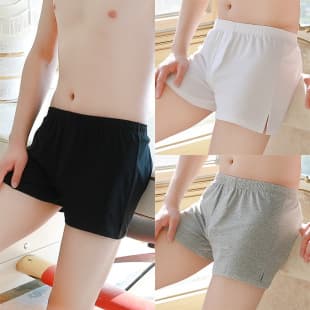 Men's Cotton Loose Boxer Briefs Mid-Rise Simple Flat Angle Plus Size Big Four-Corner Shorts