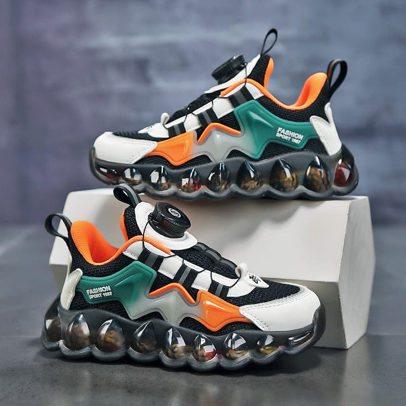 2024 New Spring Summer Boys Shoes Children's Sports Shoes Breathable EVA Outsole Trendy Rotary Buckle Mesh Shoes
