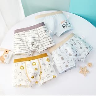 Boys' Pure Cotton Underwear Kids' Cotton Boxer Briefs for Toddlers and Young Boys, Four-Corner Shorts Cross-Border Light Processing