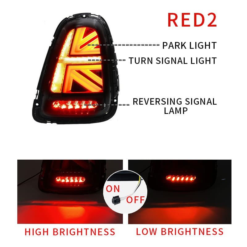 Compatible with BMW Mini Union Jack Breathing Tail Light High Appearance R56 R56R X Brake Accessories Car Tail Light Assembly