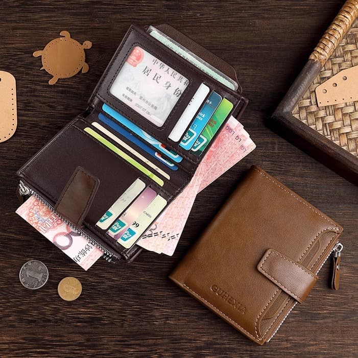 Hot Selling Leather Wallet for Men Short Bifold Large Capacity Multi Card Slot Multifunctional Zipper Small Wallet Bank Card Money Clip