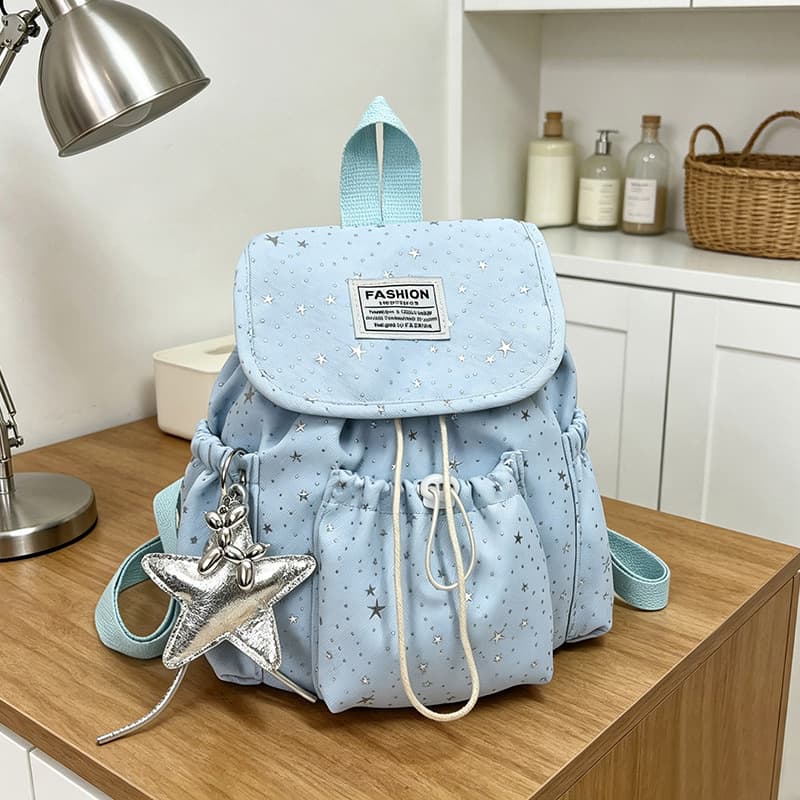 Spring New 2026 Cute Girl Backpack Star Print Campus Middle High School Student Backpack Simple for Outings