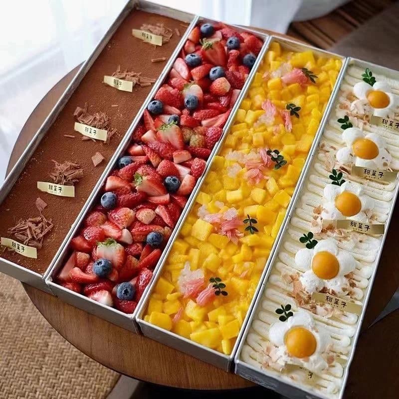 Internet-Famous Tiramisu Mold Stainless Steel Chinese Commercial Mousse Cheesecake Base Street Vendor Baking Long Strip Box