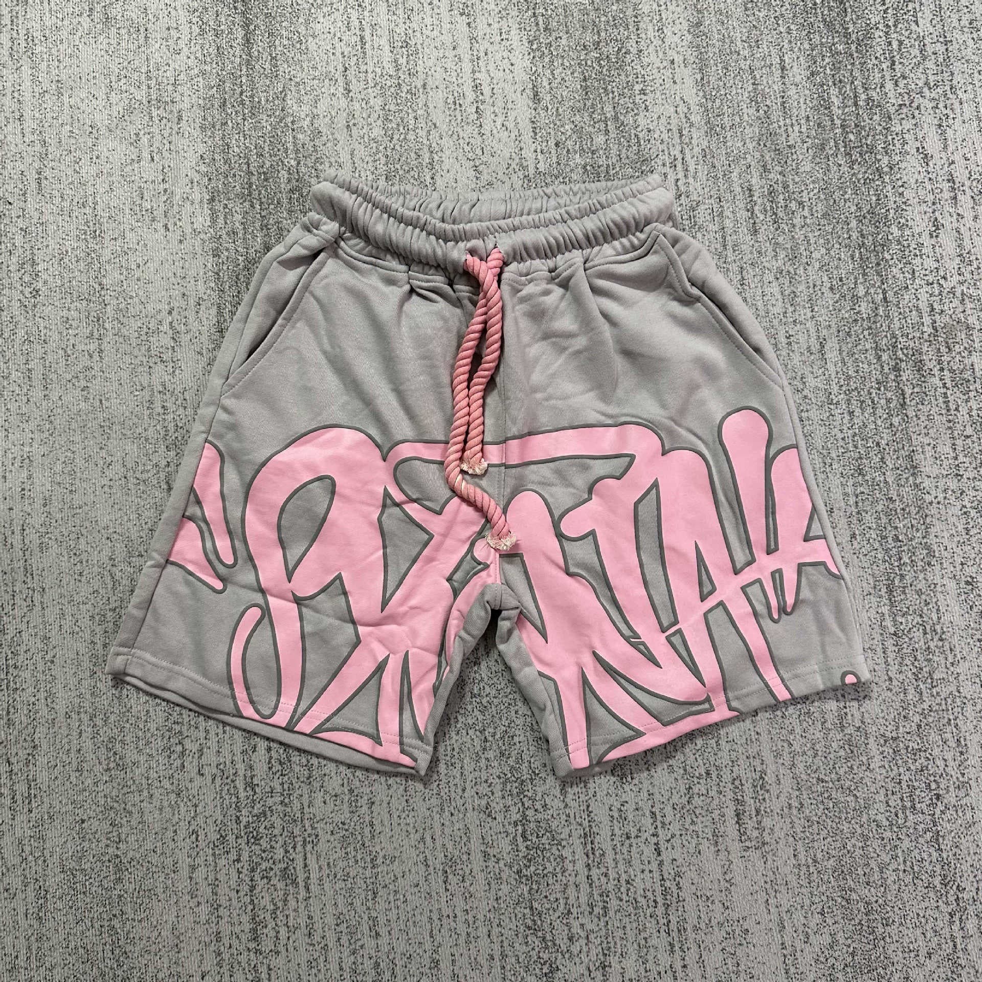 Synaworld Style American Hip Hop Foam Letter Print Short Men Summer Streetwear Casual Sport Shorts Trend