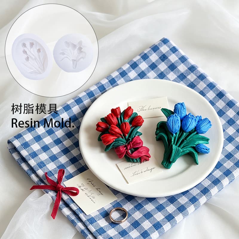 New Tulip Bouquet Bear Scented Candle Mold DIY Salon Team Building Plaster Aroma Stone Car Decoration