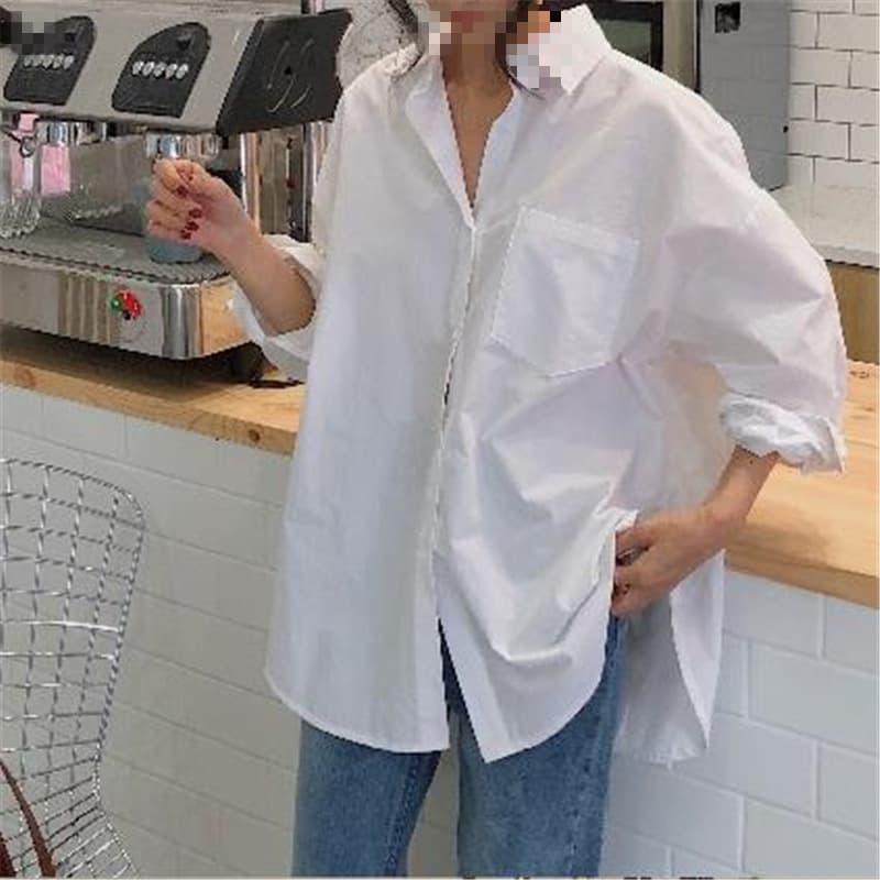Blouse White Shirt Design Sense Niche Hong Kong Style Retro Long Sleeve Korean Version Women's Loose New Spring Fashion