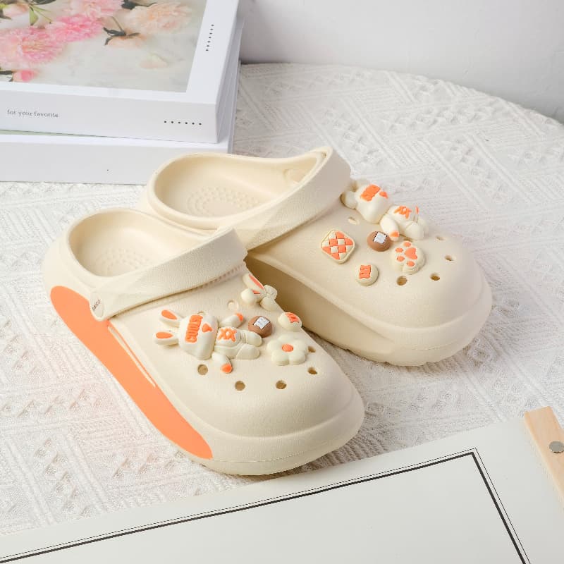 New Perforated Shoes for Women, Summer Outdoor Soft-Sole Closed-Toe Sandals, Anti-Slip Fashion Thick-Sole Soft-Step Outdoor Wear