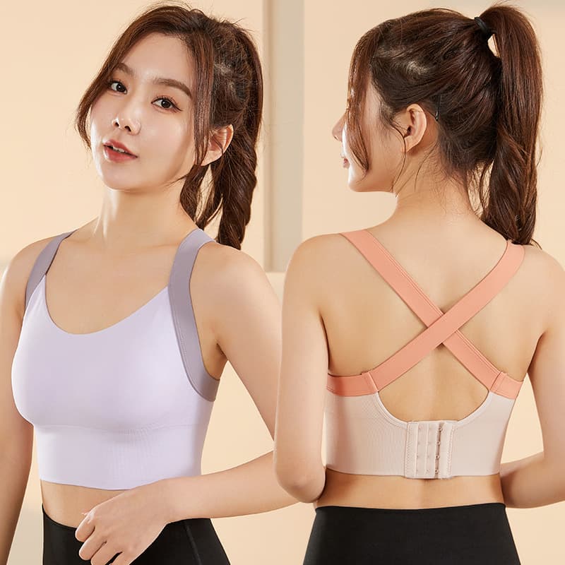 Women's Sports Bra, Integrated Fixed Cross Back Design, High-Impact Shockproof Bra for Fitness Running Yoga Vest