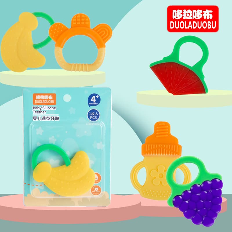 Dora Dobu Baby Shape Teether Fruit Shape Teether Baby Gum Massager Silicone Teether 6030