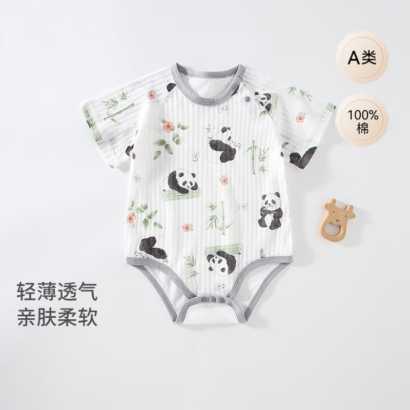 Baby Thin Bag Summer Clothes Newborn Boys Pure Cotton Boneless Jumpsuit Triangular Harness Boneless Craftsmanship