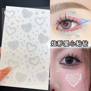 Face Stickers Five-Point Star Heart Crystal Diamond Stickers Concert Makeup Stickers Music Festival Face Stickers Sparkle Rhinestone Art