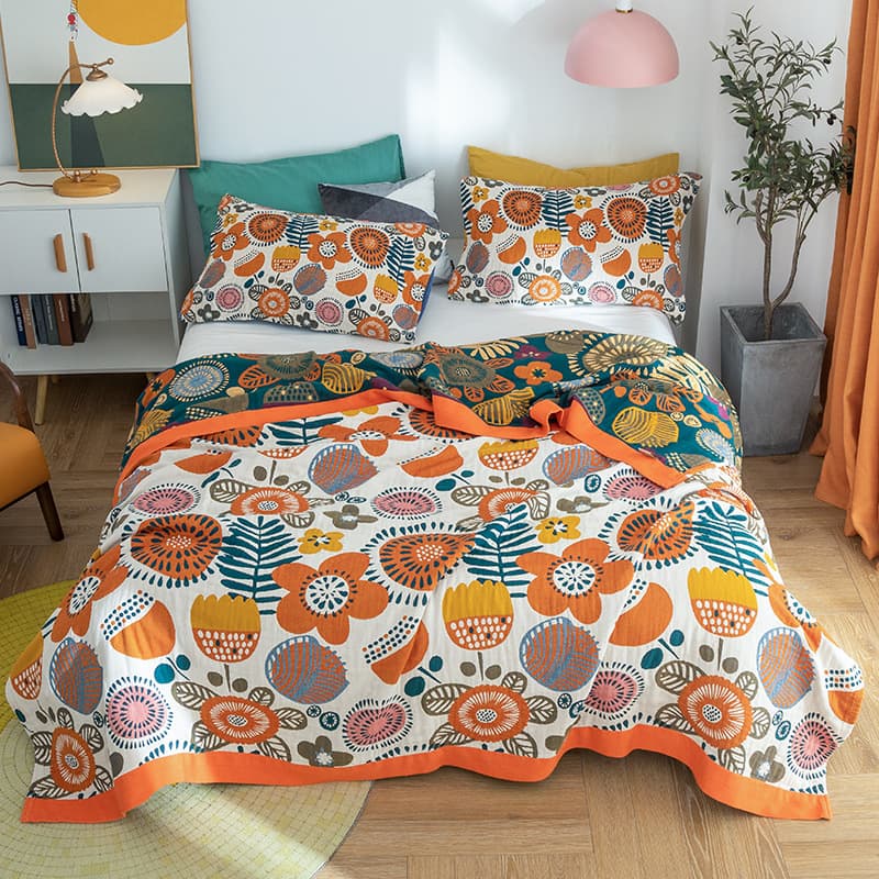 5-layer cotton towel blanket, summer office nap single/double air-conditioning quilt, comfortable thin towel cover