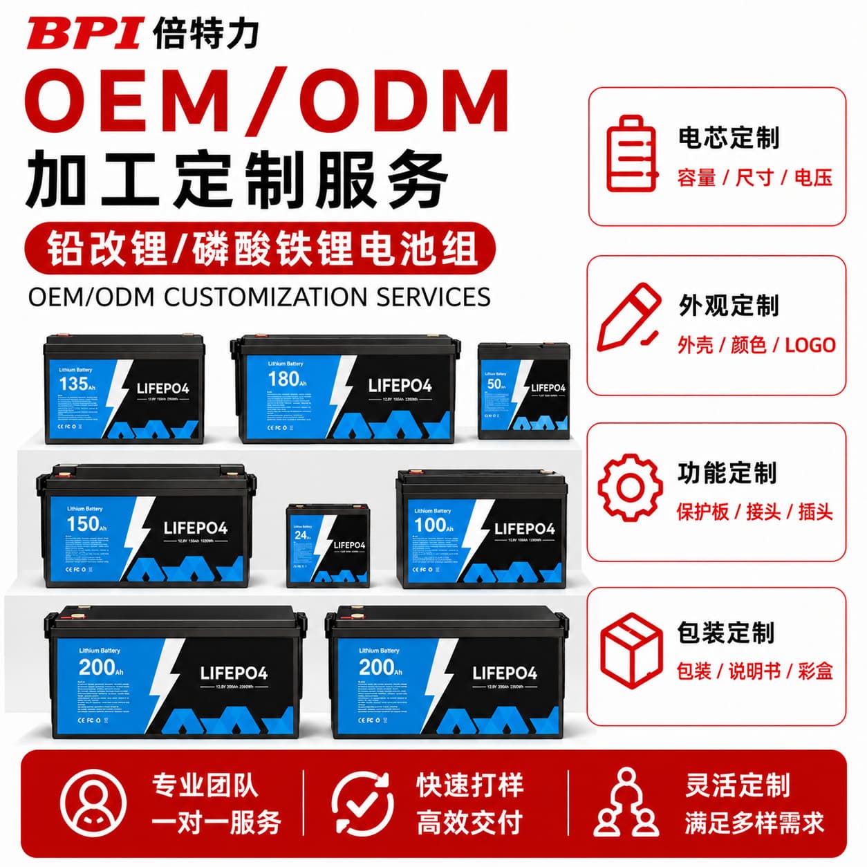 Source Factory 12V/24V/48V LiFePO4 Battery AGV Lead-to-Lithium Battery OEM ODM Custom Processing Wholesale