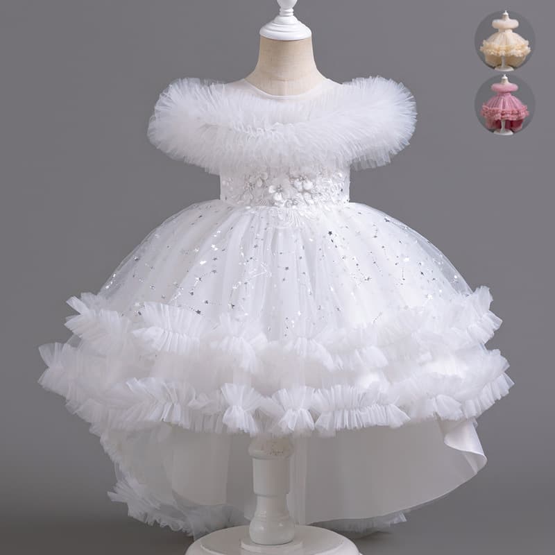 New Wholesale Girls' Dress Puffy Tulle Princess Gown Flower Girl Piano Performance Dress Kids Dress