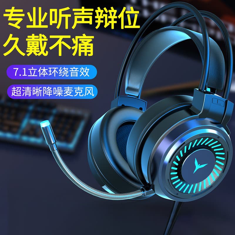 Gaming Headset Headwear Wired 7.1 Stereo Sound Single USB for Notebook And Gamepad High Quality Sound And Microphone